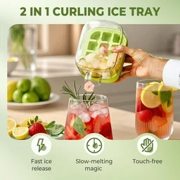 2-in-1 Ice Cube Water Bottle with Straw – 500ml Portable Ice Maker with Lid & Ice Storage Bin(Random Colour)