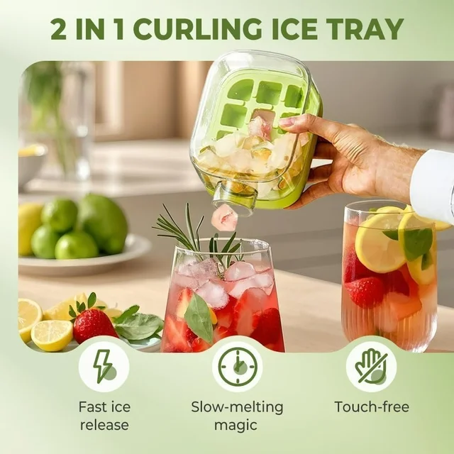 2-in-1 Ice Cube Water Bottle with Straw – 500ml Portable Ice Maker with Lid & Ice Storage Bin(Random Colour)