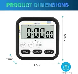 Stopwatch Timer for Study Kitchen Timer Large LCD Screen 24hr Digital Display Magnetic Retractable Stand Loud Alarm Stop Watch Countdown Flashing Light Study Timer for Students Cooking (Random Color)