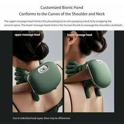 Bionic Heated Massager, Wireless Portable Shiatsu Neck and Back Massager, Electric Deep Tissue 4D Kneading Massage, Simulated Human Hand Design for Pain Relief and Muscle Relax