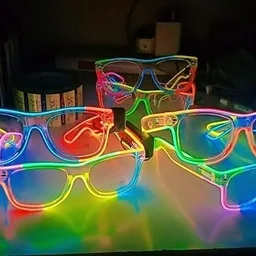 Multicolored Led Party Goggles Eyewear Glasses Wireless Battery Operated Neon Tube Led Eyewear Glasses For Adults Birthday EDM Disco Night Events 1pc