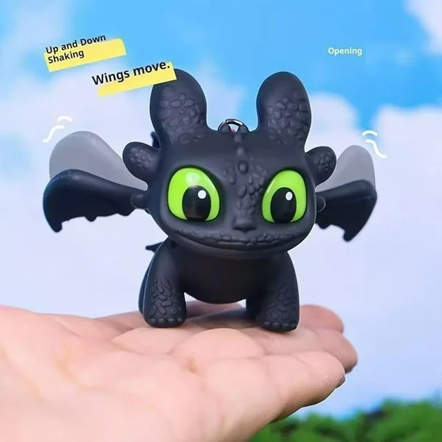 Dragon Keychain Toy with Moving Wings and Light, On Off Switch