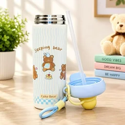 500 ml SUS316 Stainless Steel Water Bottle with Handle & Flip Cap (Blue Cake Bear 600 ml)