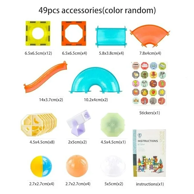Light Magnetic Tiles- Building Blocks for Kids 3D STEAM Educational Toys, Magnetic Marble Run/Toys for Kids Age 3 +Year Old Boys Girls Creative Gift (49 Pcs Magnetic Tiles)