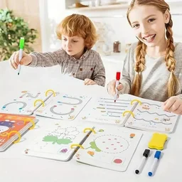 64 Pages Magical Tracing Workbook Set, Hand Writing Pen Control Training Book for Learning to Write The Alphabets & Numbers, Preschool Educational Reusable Learning Book for Kids