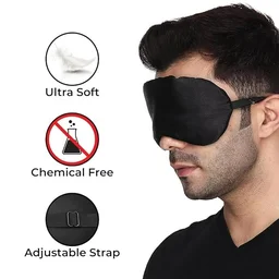 Sleep Mask/Eye Mask/Sleeping Eye Mask for Meditation/Travel/Relaxing with Adjustable Straps and Complete Blindfold Blackout (Black Color Sleep Mask for Women/Men/Girls)