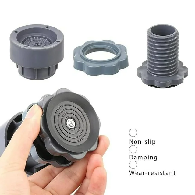 Heavy-Duty Washing Machine Anti Vibration Pads - Adjustable Anti-Slip Feet with Rotary Lock - Dove Gray