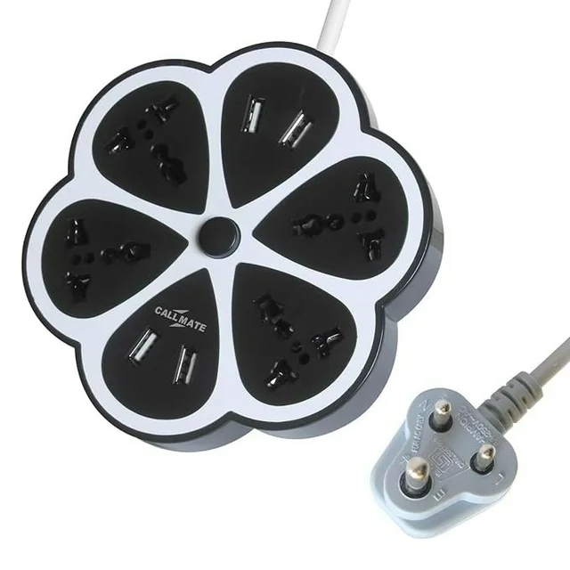 Hexagon Extension Board with 4 Sockets + 4 USB Ports (2.0 Amp)