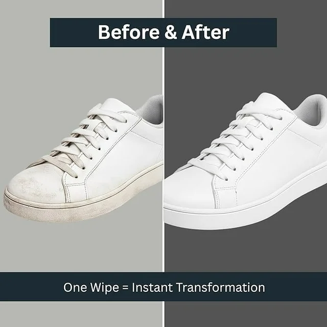 Quick Wipes for Shoes Cleaning – Shoe Cleaning Wipes for All Shoes – Portable Cleaner for Sneakers, Leather & Sports Footwear White - 1