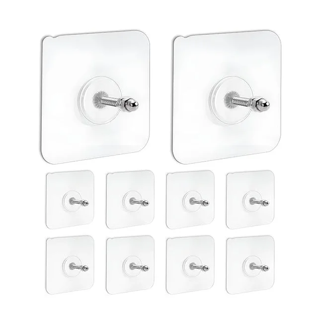 Heavy Duty Adhesive Screw Hooks for Wall – Nail-Free Stainless Steel Hanging Hooks for Kitchen