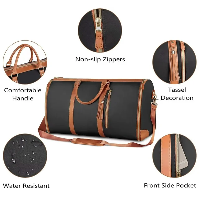 PU Leather Travel Duffle Bag – Luggage Bag for Men & Women (25.4 cm) - Black