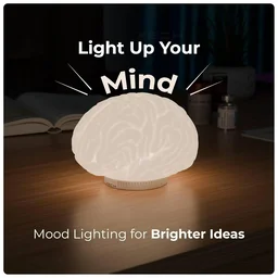 Cute Night Lamp for Bedroom – Rechargeable RGB Lighting for Kids, Study, Office, and Side Table – Portable Desk Light for Gifts & Bedroom Décor (Brain Lamp) With 1 Year Warranty