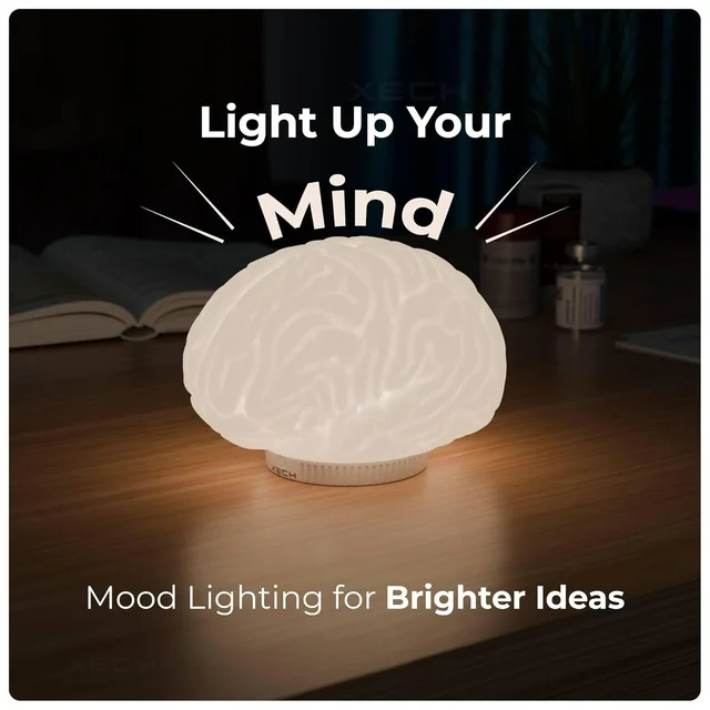 Cute Night Lamp for Bedroom – Rechargeable RGB Lighting for Kids, Study, Office, and Side Table – Portable Desk Light for Gifts & Bedroom Décor (Brain Lamp) With 1 Year Warranty