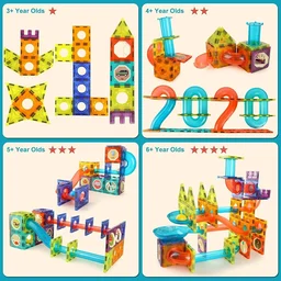Light Magnetic Tiles- Building Blocks for Kids 3D STEAM Educational Toys, Magnetic Marble Run/Toys for Kids Age 3 +Year Old Boys Girls Creative Gift (49 Pcs Magnetic Tiles)
