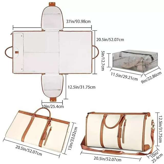 PU Leather Travel Duffle Bag – Luggage Bag for Men & Women (25.4 cm) - White
