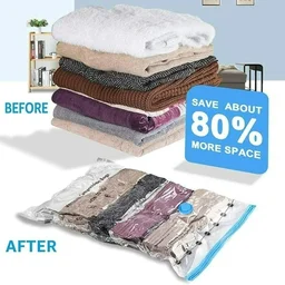 Vacuum Storage Bags for Clothes with Hand Pump – 5-Pack Space Saver Bags for Travel & Home