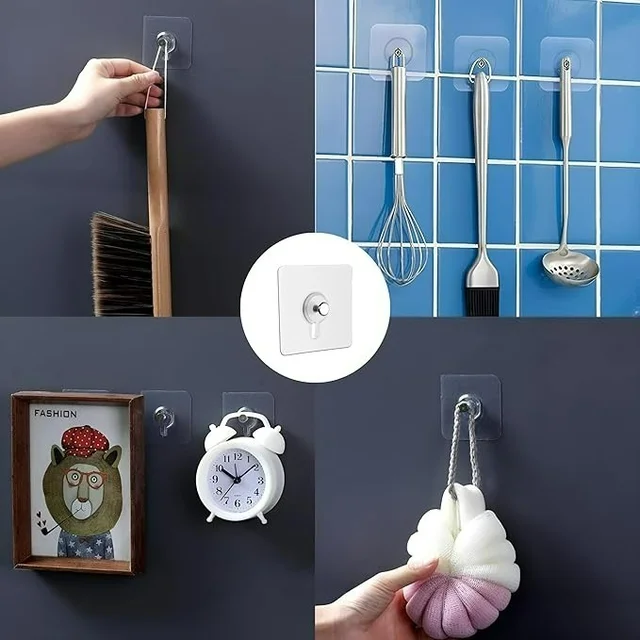 Photo Frame Hooks for Wall Without Drilling, Self Adhesive Hooks for Wall Heavy Duty Strong Nail Free for Hanging - 1