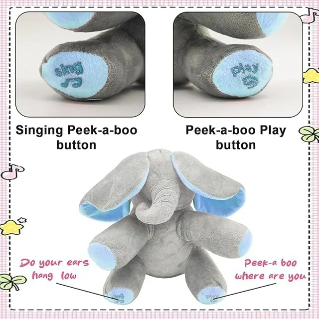 Peek-a-Boo Elephant Plush Toy – Musical Soft Toy with Flappy Ears for Kids