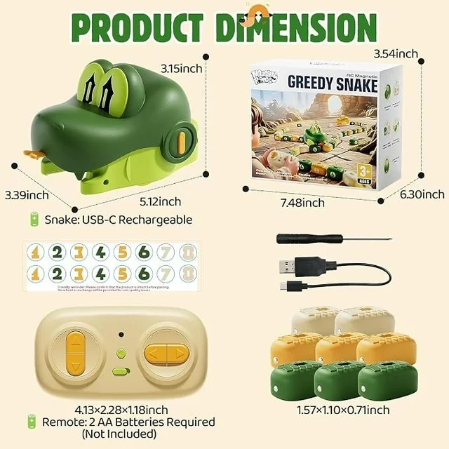 Remote Control Snake Toy for Kids, Magnetic Snake Game with Music - Yellow, 1