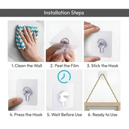 Photo Frame Hooks for Wall Without Drilling, Self Adhesive Hooks for Wall Heavy Duty Strong Nail Free for Hanging - 1