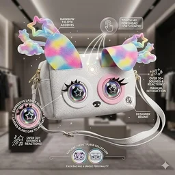 Little Winking Elf Interactive Pet Purse – Animated Eyes & Sounds Crossbody Handbag for Girls - White