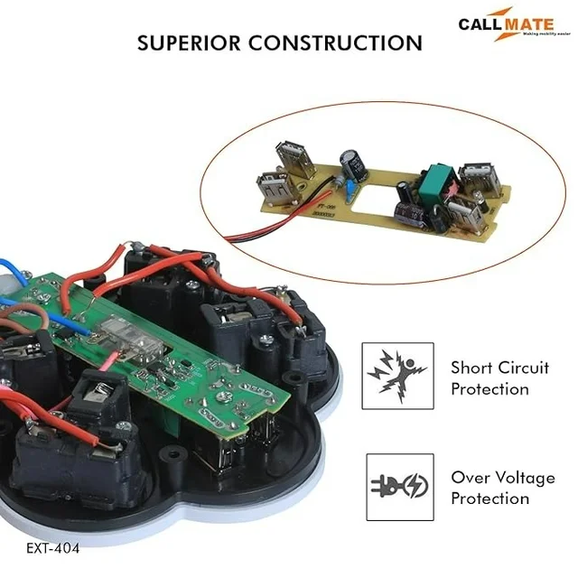 Hexagon Extension Board with 4 Sockets + 4 USB Ports (2.0 Amp)