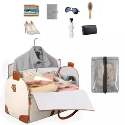 PU Leather Travel Duffle Bag – Luggage Bag for Men & Women (25.4 cm) - White