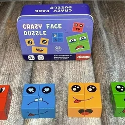 Wooden Expression Matching Magic Cube Game Fun & Educational Face-Changing Puzzle Toy for Kids