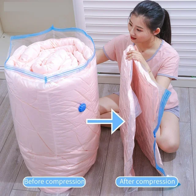 Vacuum Storage Bags for Clothes with Hand Pump – 5-Pack Space Saver Bags for Travel & Home