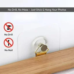 Photo Frame Hooks for Wall Without Drilling, Self Adhesive Hooks for Wall Heavy Duty Strong Nail Free for Hanging - 1