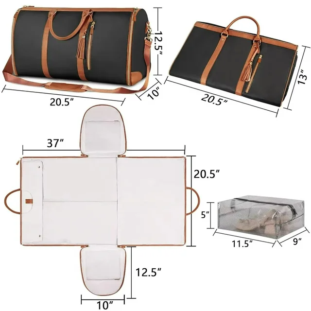 PU Leather Travel Duffle Bag – Luggage Bag for Men & Women (25.4 cm) - Black