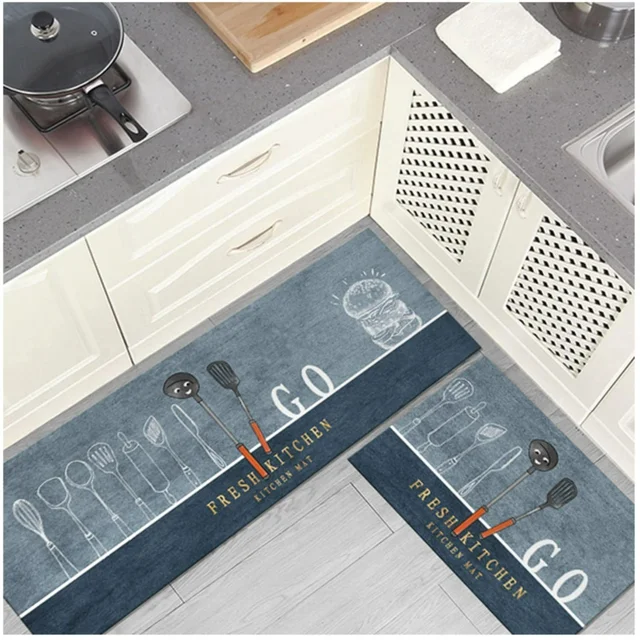 Rectangular Kitchen Floor Mat | Anti-Slip Soft Washable Printed Designer Door Mat for Home