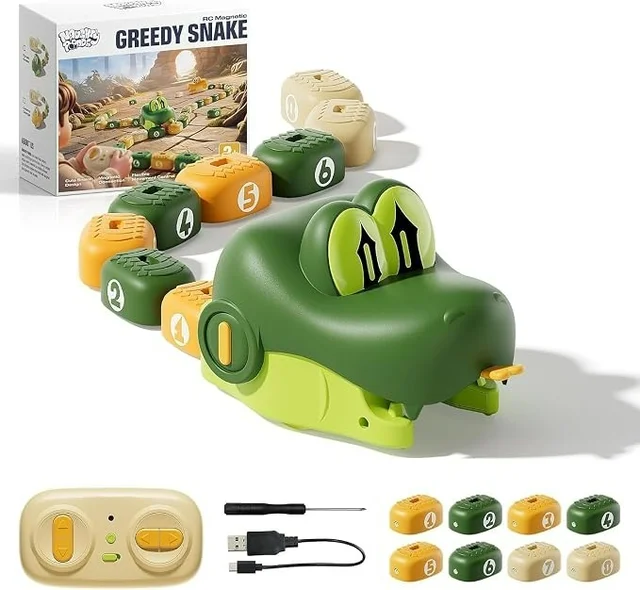Remote Control Snake Toy for Kids, Magnetic Snake Game with Music - Green, 1