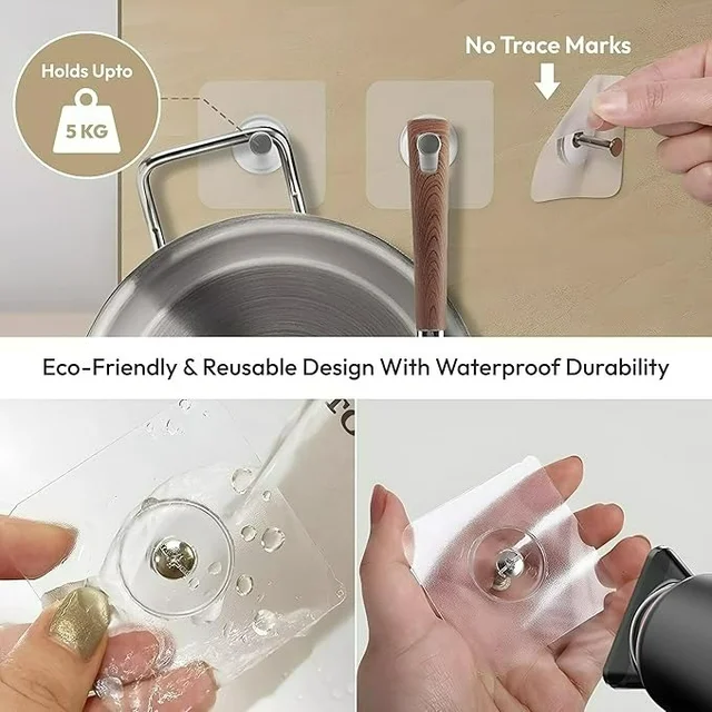 Photo Frame Hooks for Wall Without Drilling, Self Adhesive Hooks for Wall Heavy Duty Strong Nail Free for Hanging - 1