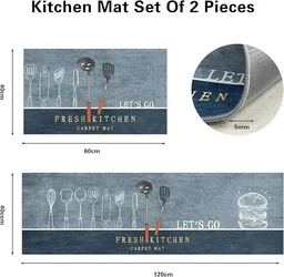 Rectangular Kitchen Floor Mat | Anti-Slip Soft Washable Printed Designer Door Mat for Home