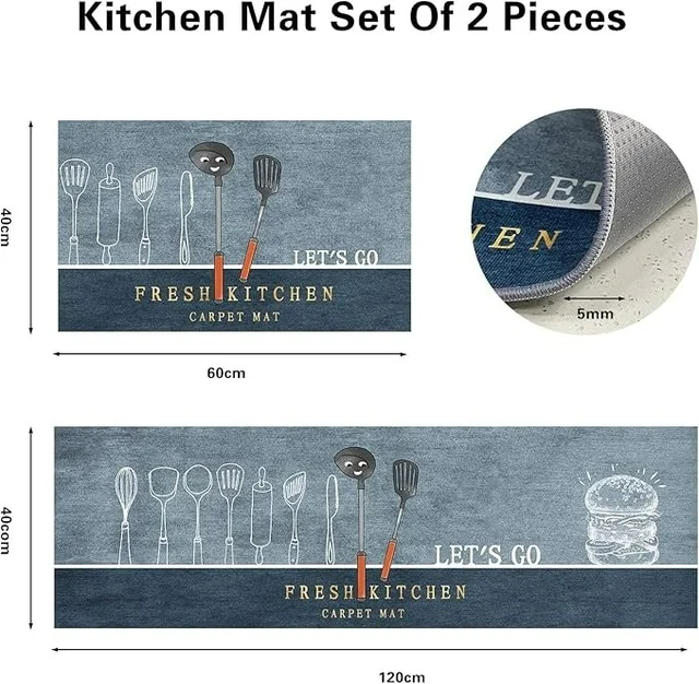 Rectangular Kitchen Floor Mat | Anti-Slip Soft Washable Printed Designer Door Mat for Home