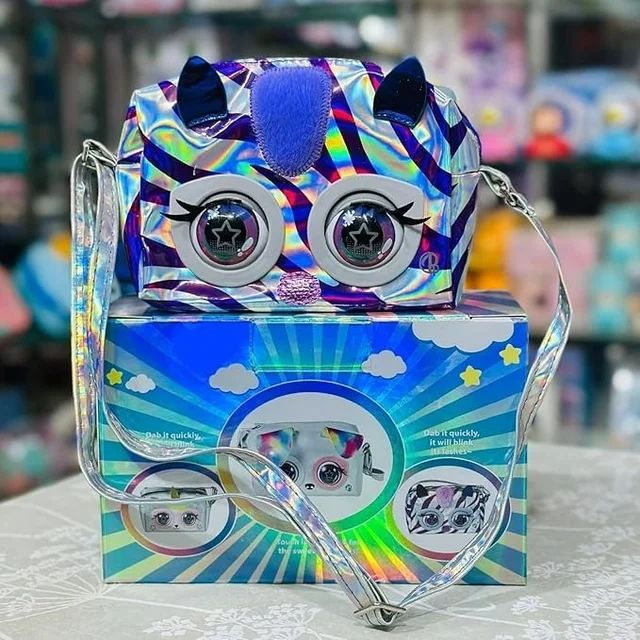 Little Winking Elf Interactive Pet Purse – Animated Eyes & Sounds Crossbody Handbag for Girls - Purple