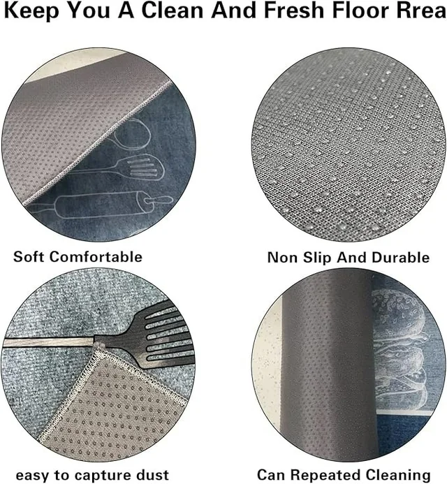 Rectangular Kitchen Floor Mat | Anti-Slip Soft Washable Printed Designer Door Mat for Home