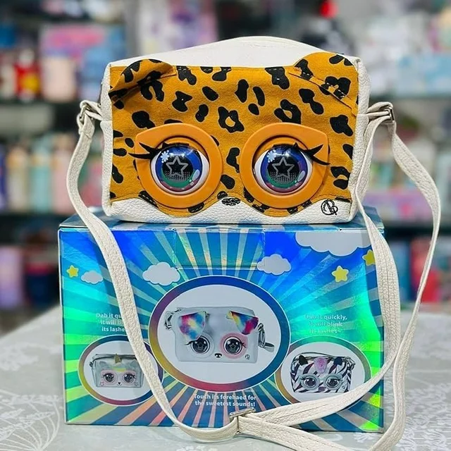Little Winking Elf Interactive Pet Purse – Animated Eyes & Sounds Crossbody Handbag for Girls - Tiger