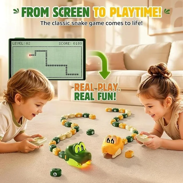 Remote Control Snake Toy for Kids, Magnetic Snake Game with Music - Green, 1