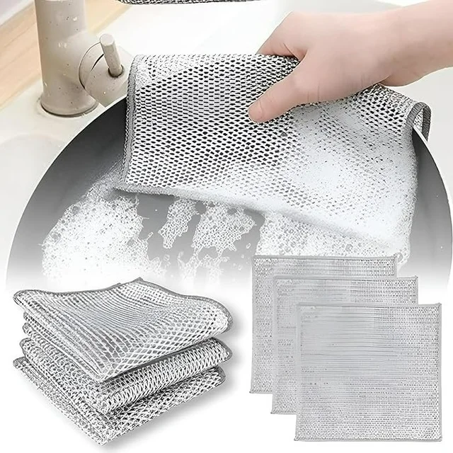 Stainless Steel Scrubber – Heavy Duty Wire Dish Cloth - 6