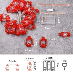 16LED Red Lantern String Lights for Bedroom Patio Garden Holiday Home Indoor Decorations, Mini Kerosene Lights String (Warm White Light)