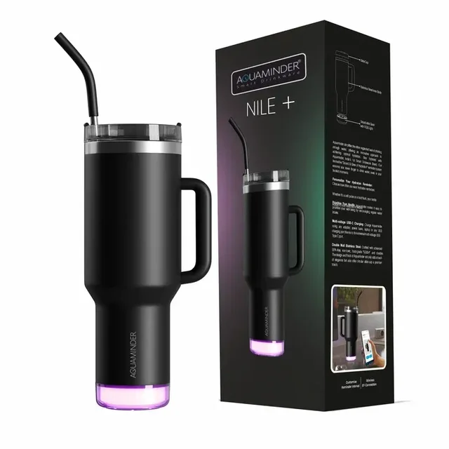 Nile+ Smart Reminder Led Vacuum Tumbler | 1200ML - Black