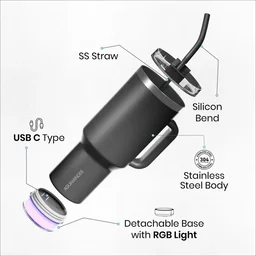 Nile+ Smart Reminder Led Vacuum Tumbler | 1200ML - Gray