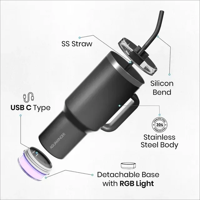 Nile+ Smart Reminder Led Vacuum Tumbler | 1200ML - Gray