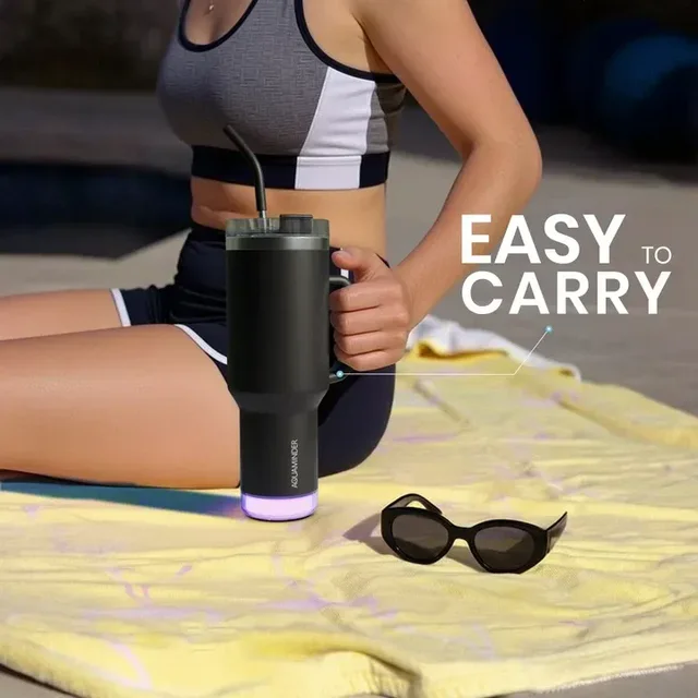 Nile+ Smart Reminder Led Vacuum Tumbler | 1200ML - Black