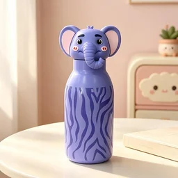 Cute Animal Head Water Bottle for Kids Stainless Steel Vacuum Thermos Bottle Fancy Children Drink Bottle - violet