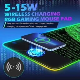 Wireless Charging Mouse Pad Desktop Neon Gamer Accessories
