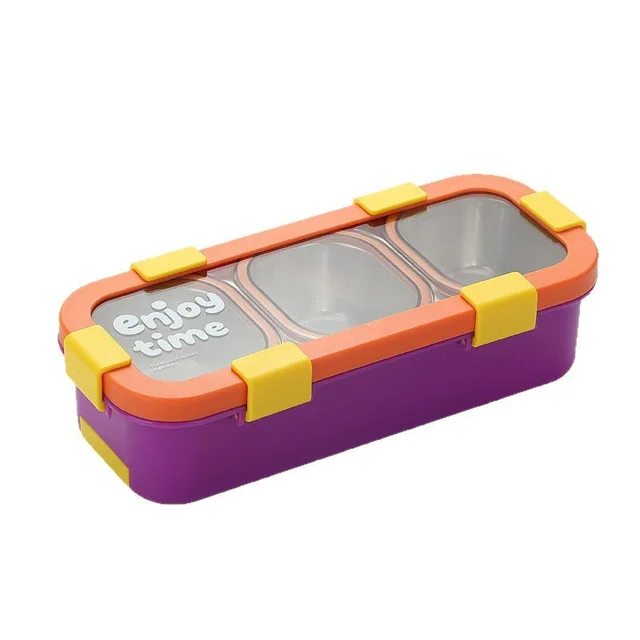 Stainless Steel Divided Thermal Lunch Box Microwave-Safe Fork Spoon Airtight Stackable 2 Compartment - 3 Compartment
