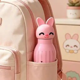 Cute Animal Head Water Bottle for Kids Stainless Steel Vacuum Thermos Bottle Fancy Children Drink Bottle - violet